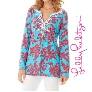 Lilly Pulitzer Westley Tunic Searulean Blue Rhode Island Reef Long Sleeve XS